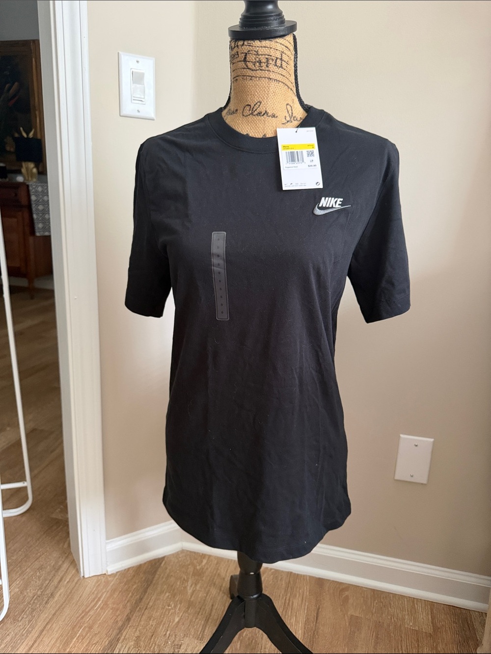 NWT Nike Black Tee with White Swoosh Logo